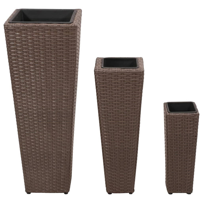 Garten-Hochbeet 3-tlg. Poly Rattan Braun