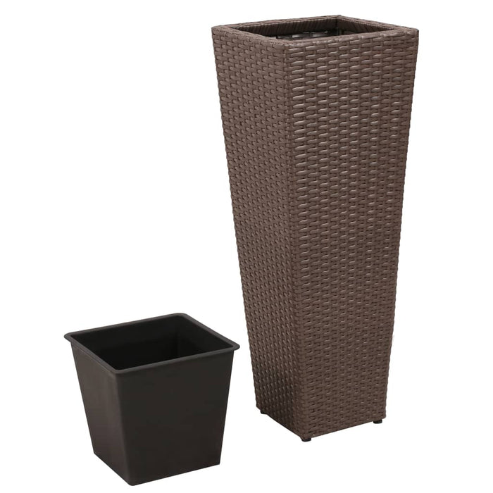 Garten-Hochbeet 3-tlg. Poly Rattan Braun