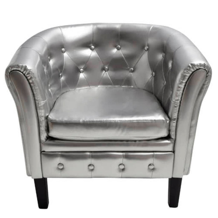 Armchair silver faux leather