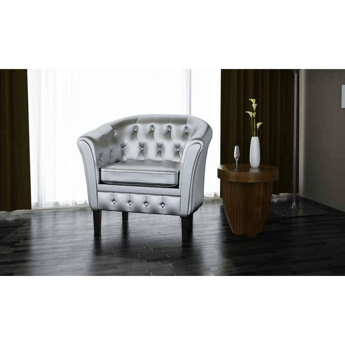 Armchair silver faux leather