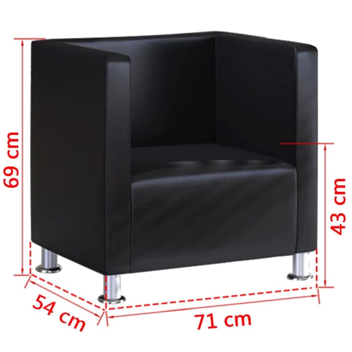 Cube armchair black faux leather