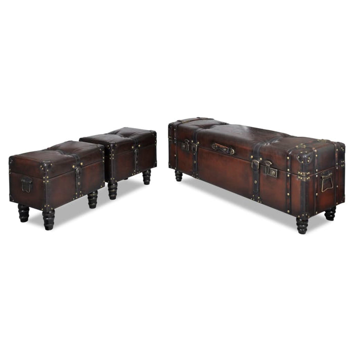 Seat chest set 3 pieces brown