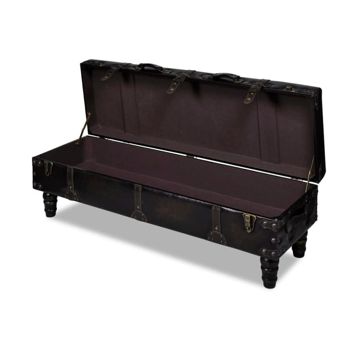 Bench Long Seat Chest Stool Storage Chest Bench Brown