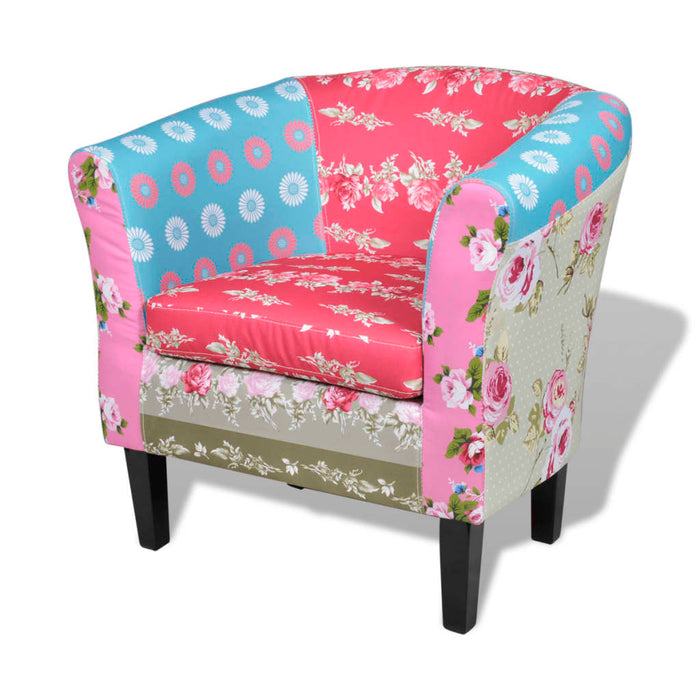 Französischer Sessel mit Fußhocker Patchwork-Design