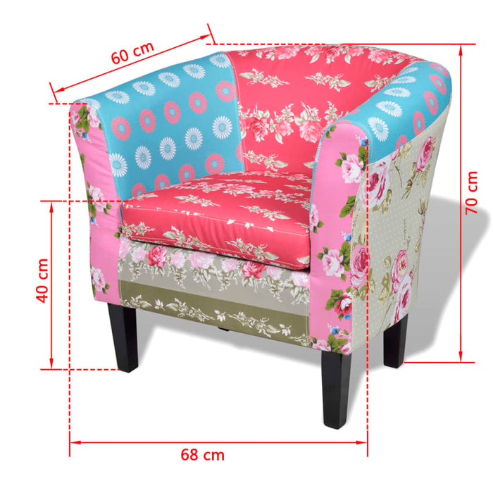 Französischer Sessel mit Fußhocker Patchwork-Design