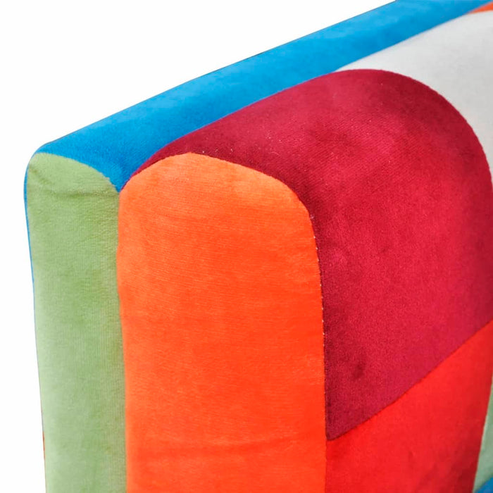 Cube armchair with chrome feet patchwork design fabric