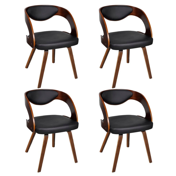 Dining room chairs 4 pcs. Brown bentwood and faux leather
