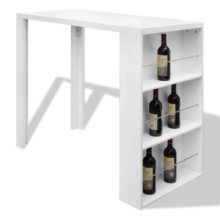 Bar table with shelf MDF high gloss white
