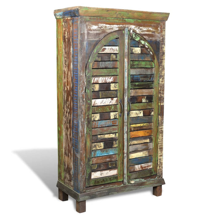 Bookcase reclaimed wood, multi-colored with 3 shelves &amp; 2 doors