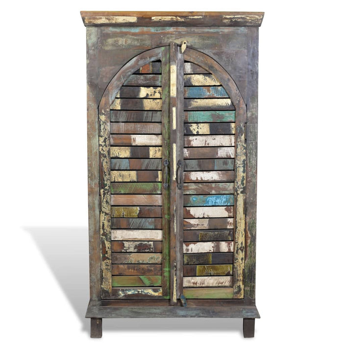 Bookcase reclaimed wood, multi-colored with 3 shelves &amp; 2 doors