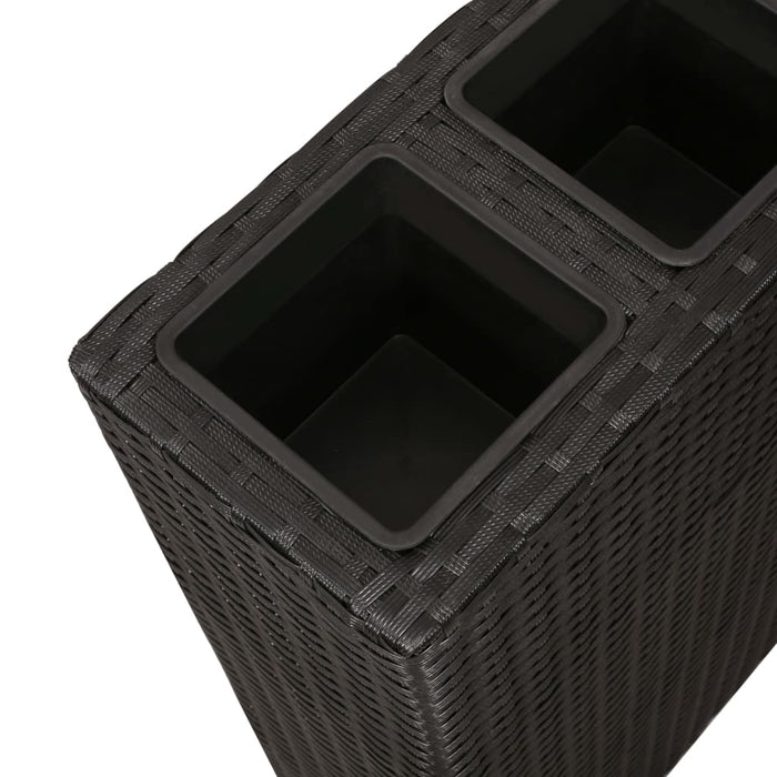Garden raised bed with 4 pots poly rattan black