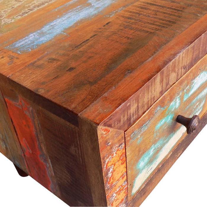 Coffee table with rounded edge 1 drawer reclaimed wood
