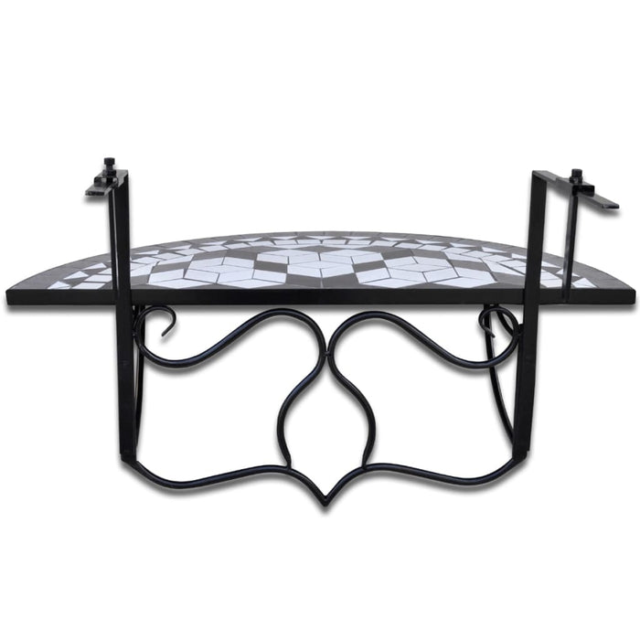 Balcony hanging table mosaic black and white