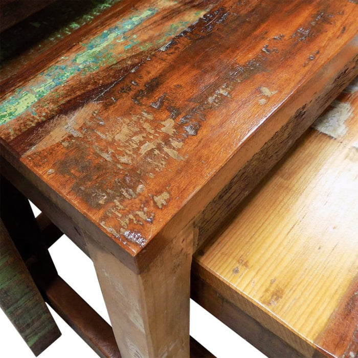 Nesting table set 3 pieces. Vintage reclaimed wood