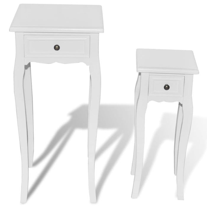 Satztisch-Set 2-tlg. mit Schublade Weiß