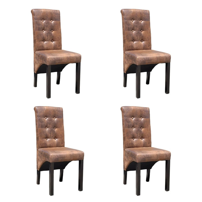 Dining room chairs 4 pcs. Brown faux leather