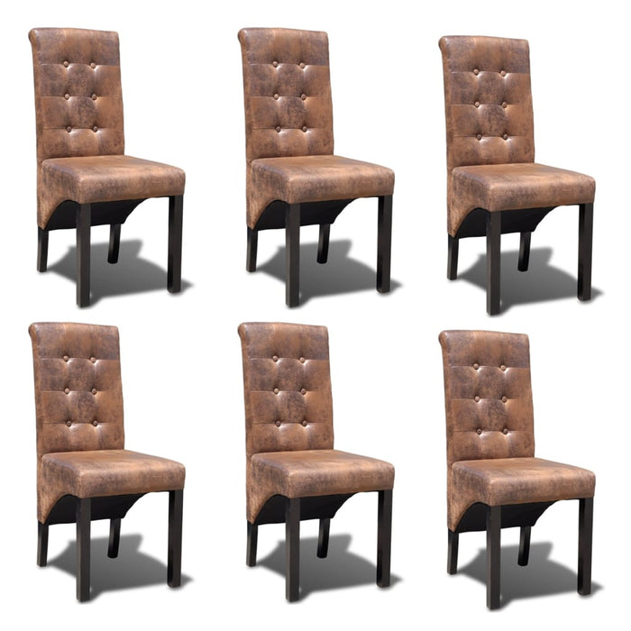 Dining room chairs 6 pcs. Brown faux leather