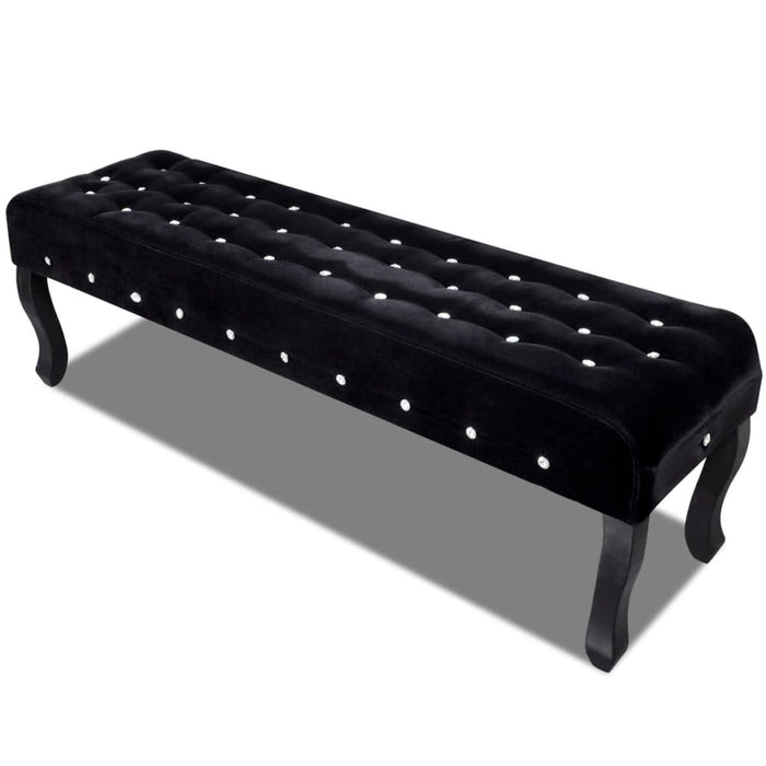 Bench black velvet fabric with crystal buttons