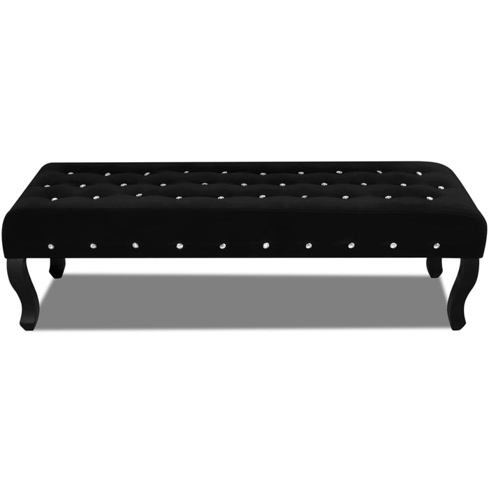 Bench black velvet fabric with crystal buttons