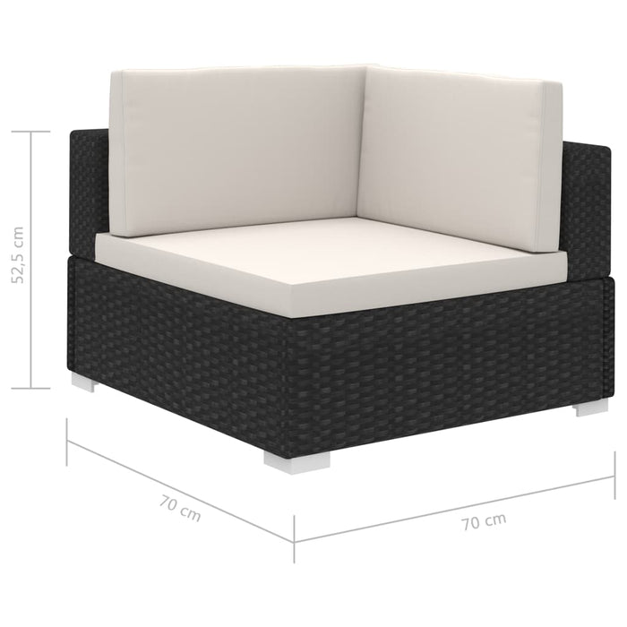 12-tlg. Garten-Lounge-Set mit Auflagen Poly Rattan Schwarz