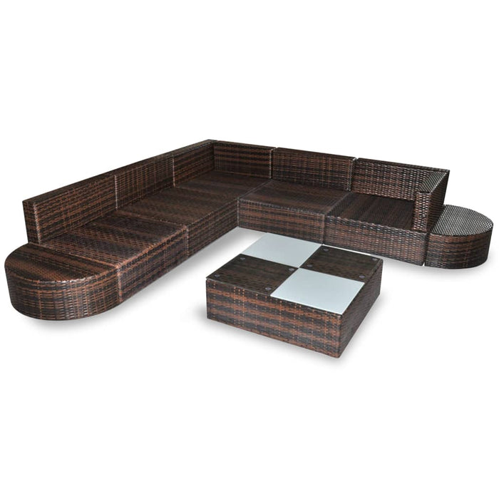 8-tlg. Garten-Lounge-Set mit Auflagen Poly Rattan Braun