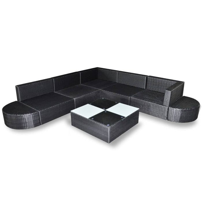 8-tlg. Garten-Lounge-Set mit Auflagen Poly Rattan Schwarz