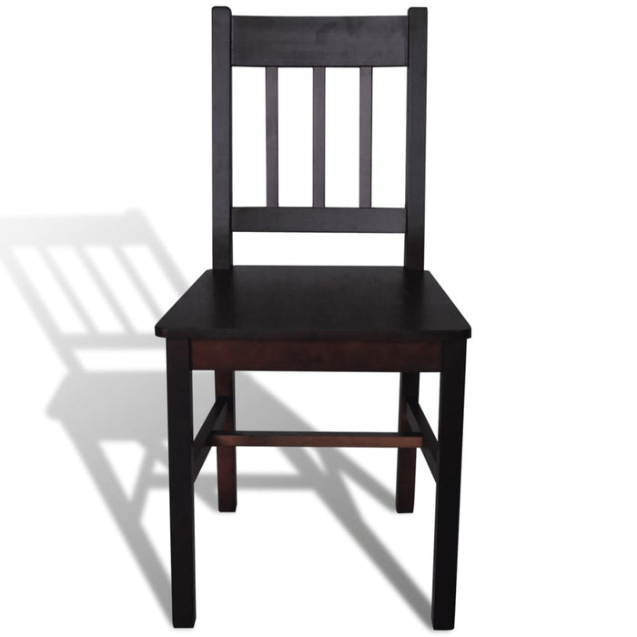 Dining room chairs 2 pcs. Dark brown pine wood