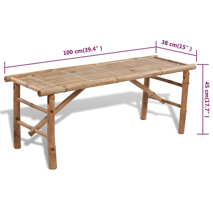 Beer table with 2 benches 100 cm bamboo