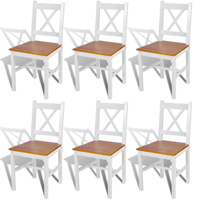 Dining room chairs 6 pcs. White pine wood