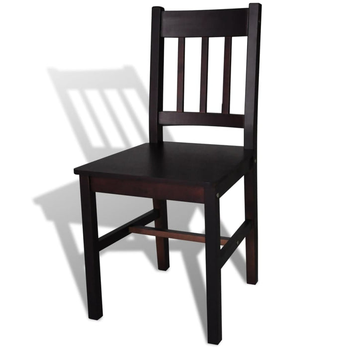 Dining room chairs 6 pcs. Dark brown pine wood