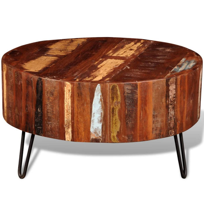 Coffee table reclaimed wood round