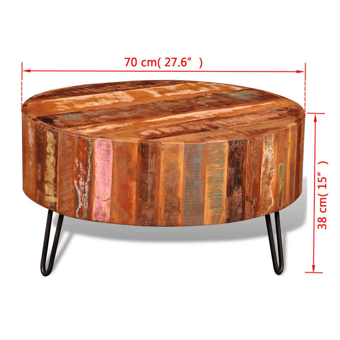 Coffee table reclaimed wood round