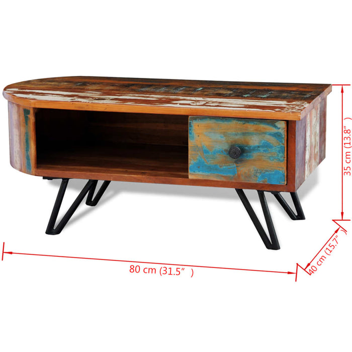 Coffee table with hairpin legs reclaimed wood