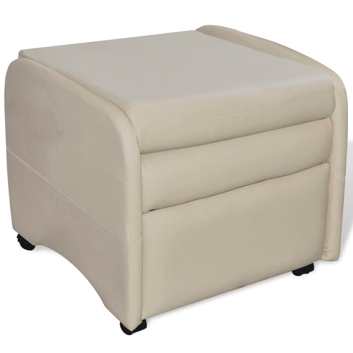 Fold-out armchair cream faux leather
