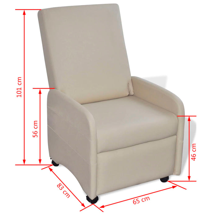 Fold-out armchair cream faux leather