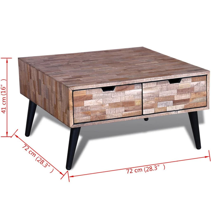 Coffee table with 4 drawers reclaimed teak wood