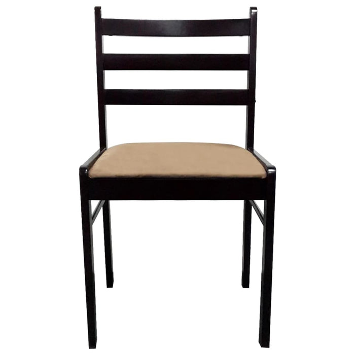 Dining room chairs 4 pcs. Brown rubberwood solid wood and velvet