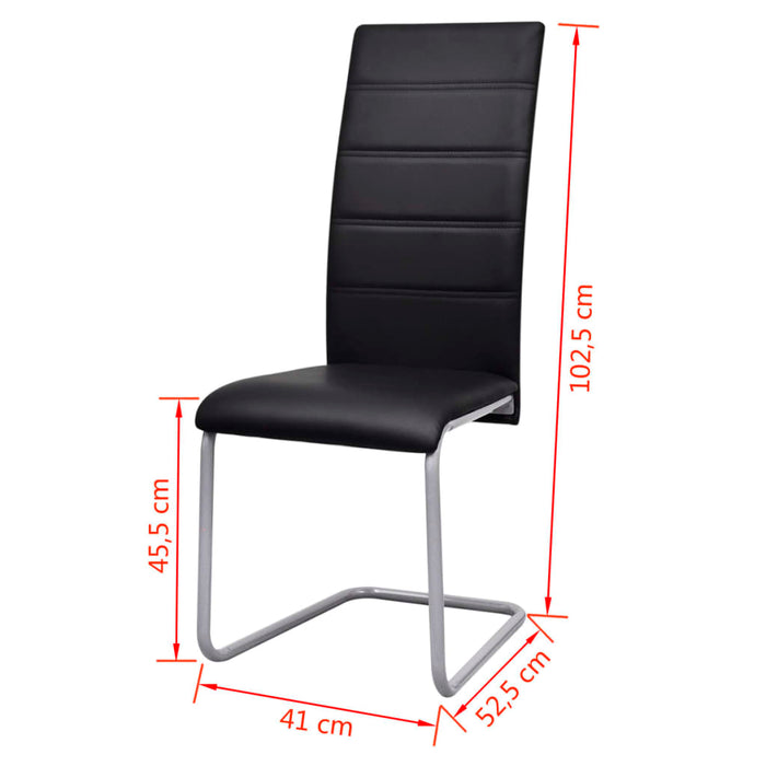 Freischwinger 4 Stk. Schwarz Kunstleder