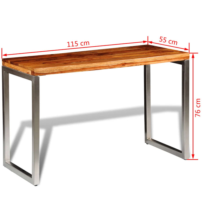 Dining table desk solid wood with steel legs