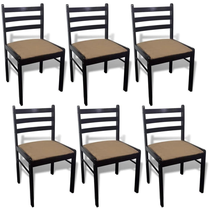 Dining room chairs 6 pcs. Brown solid wood and velvet