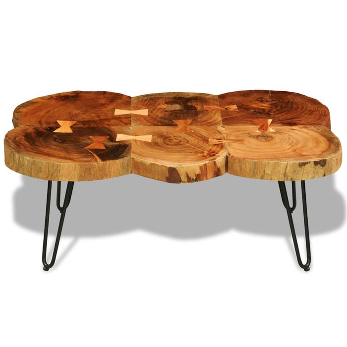 Coffee table 35 cm 6 tree slices solid wood