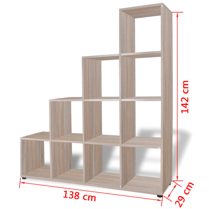 Stair shelf bookcase 142 cm oak
