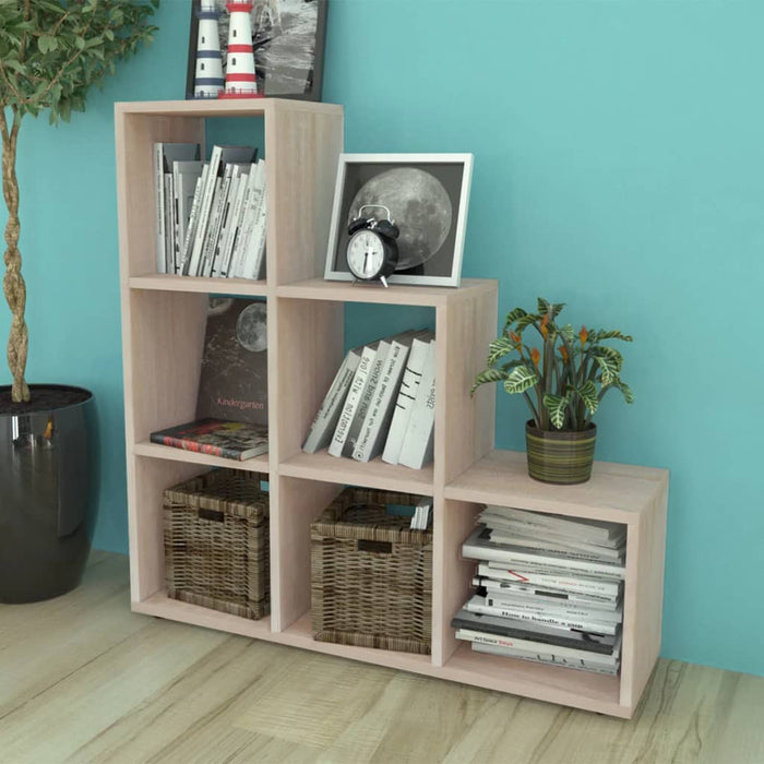 Stair shelf bookcase 107 cm oak color