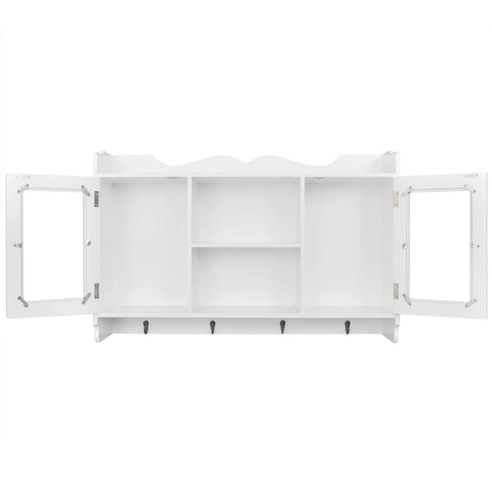 MDF wall cabinet cupboard shelf books/DVD/glasses storage white