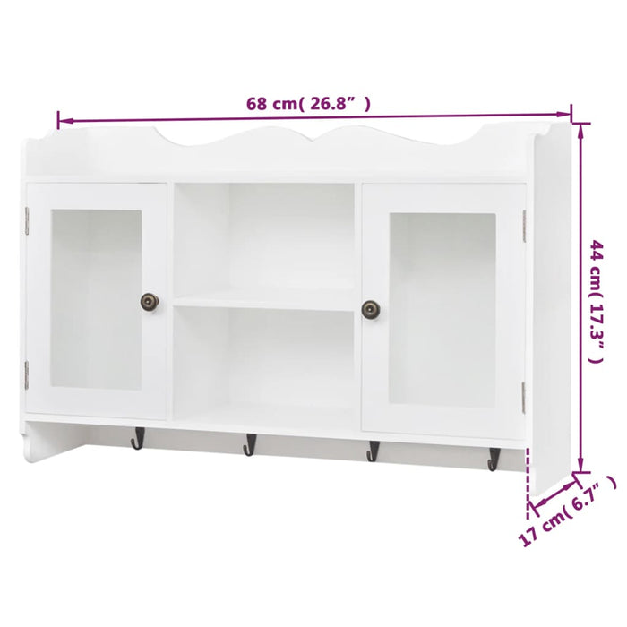 MDF wall cabinet cupboard shelf books/DVD/glasses storage white