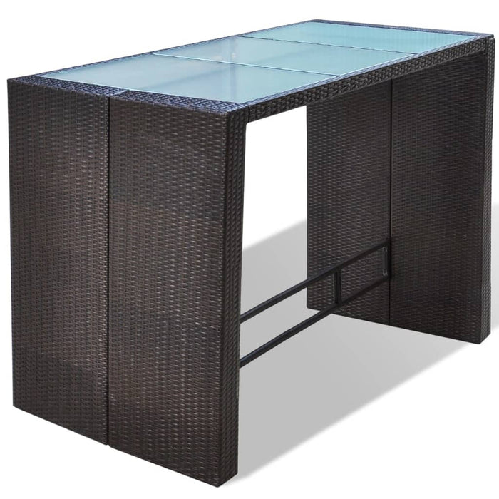 7-tlg. Gartenbar-Set mit Auflagen Poly Rattan Braun