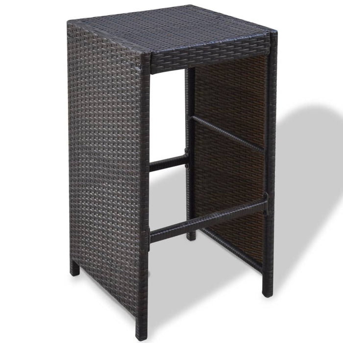 7-tlg. Gartenbar-Set mit Auflagen Poly Rattan Braun