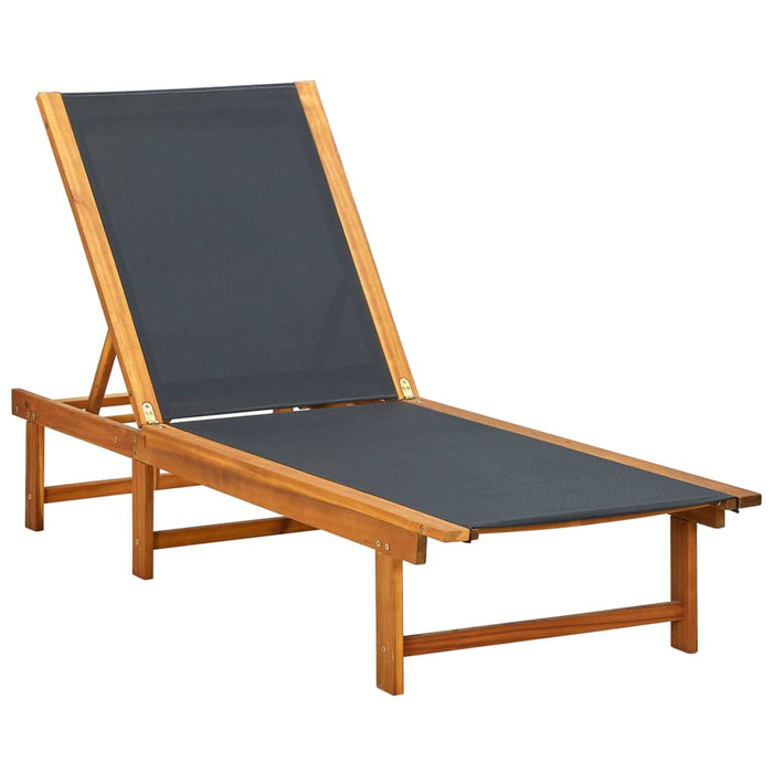 Sonnenliege mit Tisch Akazie Massivholz und Textilene