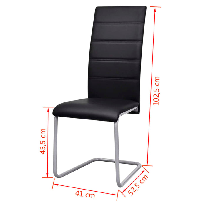 Freischwinger 6 Stk. Schwarz Kunstleder