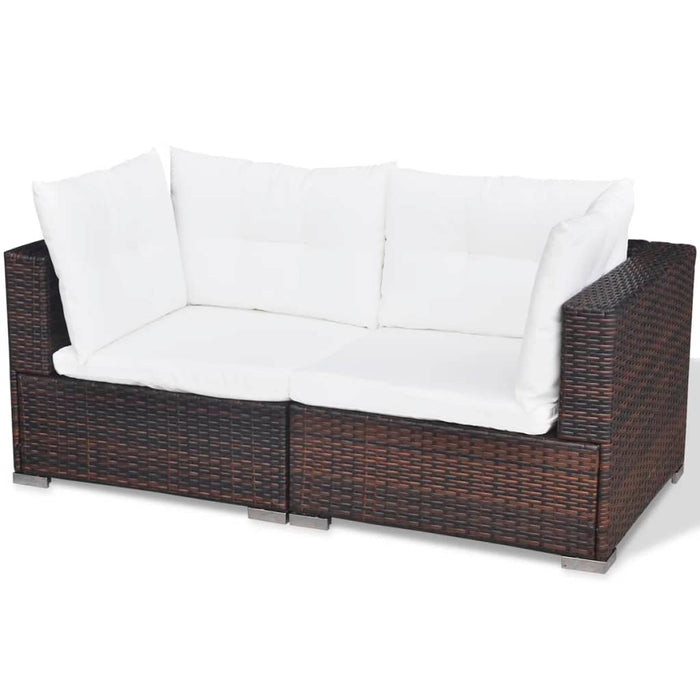 5-tlg. Garten-Lounge-Set mit Auflagen Poly Rattan Braun